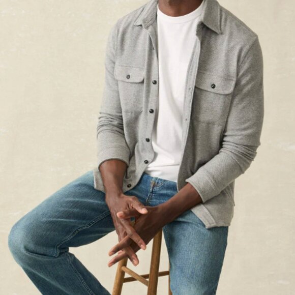 Men's Faherty - Legend™ Sweater Shirt - Fossil Grey Twill - L - Picture 1 of 3